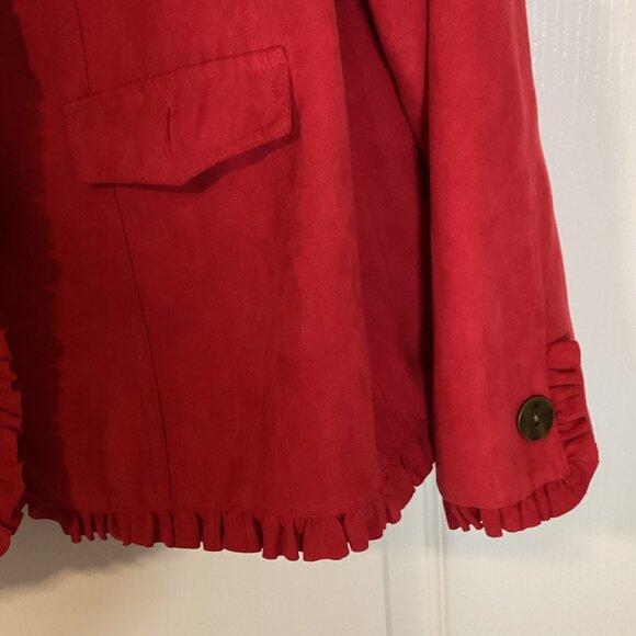 Denver Hayes Women's Red Faux Suede Jacket Blazer Size XL - Picture 4 of 10